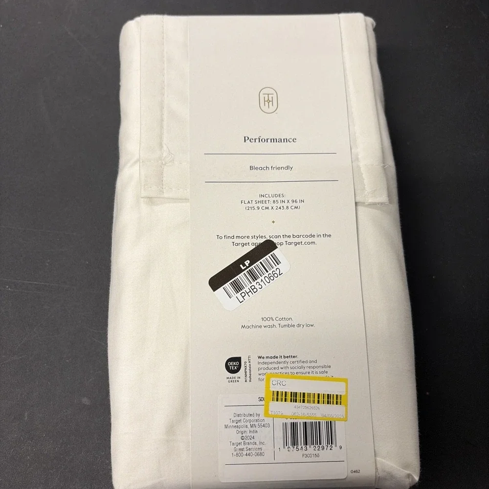 Threshold FULL Performance Flat Sheet Silky Soft Sateen SOUR CREAM 400 TC 20552